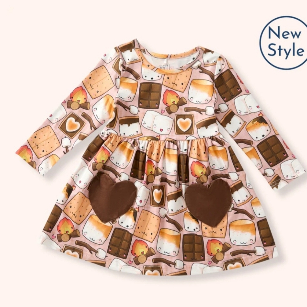 Cute S'mores S'mores Galore - Dress Print Long Sleeve Dress